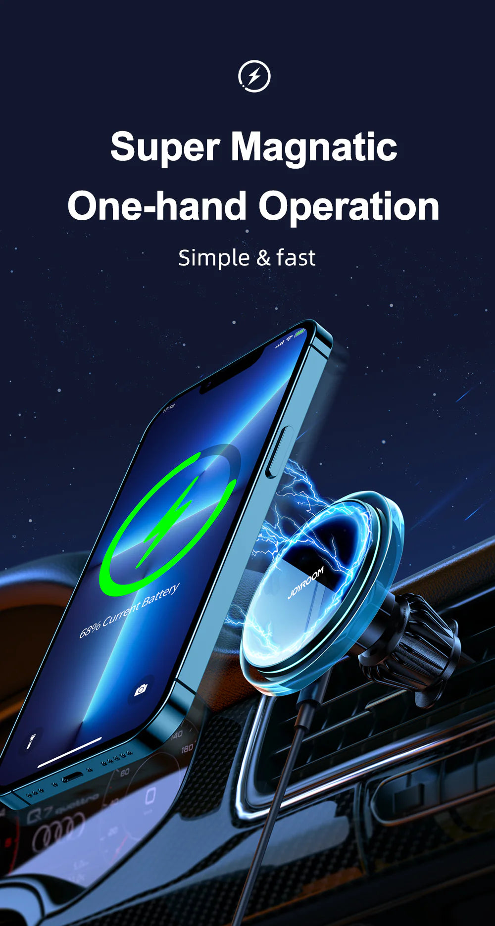 JOYROOM JR-ZS291 Magnetic Wireless Car Charger Holder