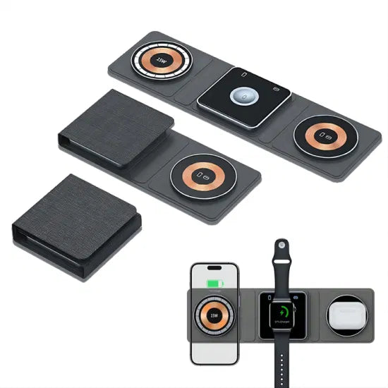 3 in 1 Travel Charger with Magsafe Dual 15 W